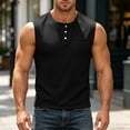thumbnail image 5 of Horkkom Tank Tops Men Solid Color Button Sleeveless Shirts Vacation Workout Casual Shirts with Pockets, S-3XL, 5 of 8