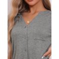 thumbnail image 5 of INSPIRE CHIC Womens Pajamas V-Neck Nightshirt Loungewear Button Down Short Sleeve Nightgowns L Gray, 5 of 6