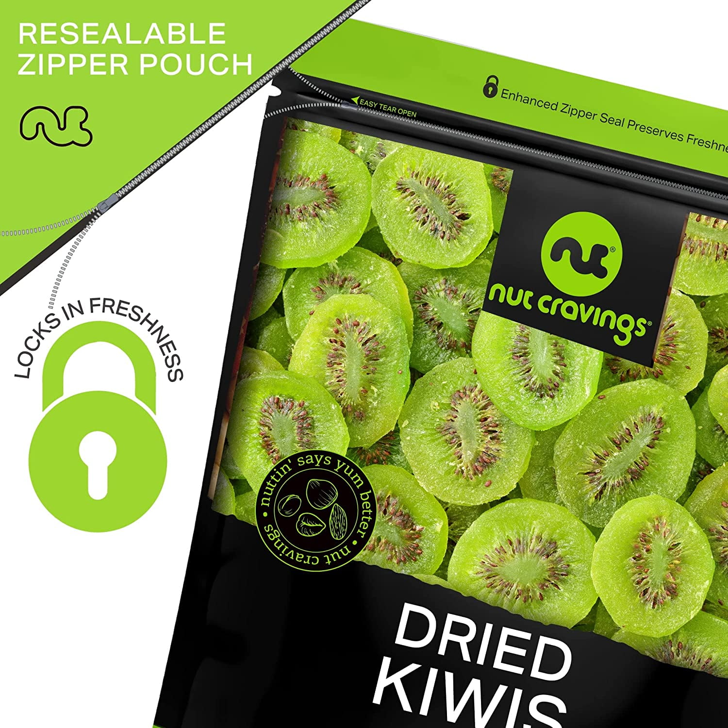 Dried Kiwi Slices, with Sugar Added 32oz by Nut Cravings