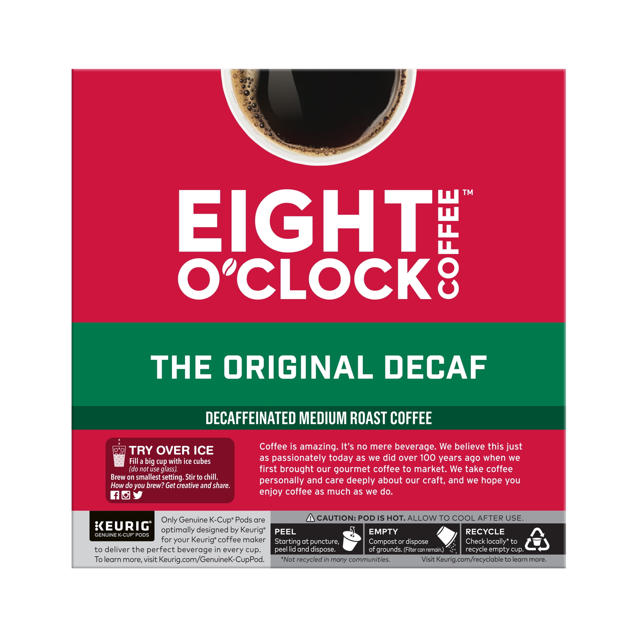 Eight O'Clock Coffee The Original Decaf Coffee 12 Count Medium Roast K-Cup Pods