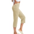 thumbnail image 3 of Capri Pants for Women High Waist Cropped Yoga Pants Straight Leg Athletic Workout Leggings with Pockets Light Brown XL, 3 of 6