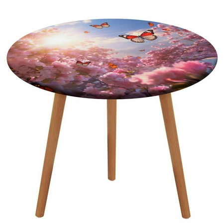 

Butterfly (72) Round Fitted Tablecloth Elastic Table Cover Waterproof Dining for Indoor Outdoor Decor Table Cloth