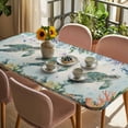 thumbnail image 3 of Sea Turtle Coastal Table Cloths for 5 Foot Rectangle Tables, Summer Nautical Starfish Coral Beige Patio Waterproof Elastic Fitted Tablecloths, Washable Rectangular Table Cover for Camping, 3 of 8