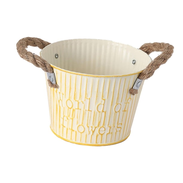 Maceta de hierro para macetas con asas para jardinería Beige