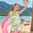 thumbnail image 3 of Xoenoiee Lemon Flower Print Girls Tankini Bikini Set Fashion Racerback Sport Tank Tops Hawaii Swim Shorts Two Piece Swimsuit Outfits Bathing Suit, 12-13 Years, 3 of 7