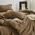 thumbnail image 4 of Muslin Duvet Cover Set 100% Cotton King Size Double Layer Linen Like Gauze Comforter Cover Brown, 4 of 5