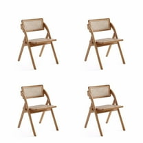 Manhattan Comfort Lambinet 18.3" Wood Folding Dining Chair in Natural (Set of 4)