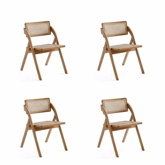 Manhattan Comfort Lambinet 18.3" Wood Folding Dining Chair in Natural (Set of 4)