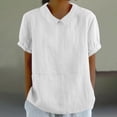 thumbnail image 2 of RQYYD Cotton Linen Tops for Women Summer Casual 3/4 Sleeve T Shirts Lightweight Ethnic Style Embroidery Blouses Tees, 2 of 6