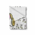thumbnail image 2 of Bunny Soft Flannel Fleece Throw Blanket, Rock Star Rabbit Animal Speakers Music Notes Girls Humor Heart Cartoon, Cozy Plush for Indoor and Outdoor Use, 50" x 70", Baby Pink Yellow, by Ambesonne, 2 of 6