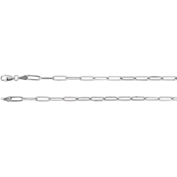 925 Sterling Silver 3.85mm Elongated Flat Link 20 Inch Chain Chain Necklace for Women and Men