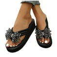 thumbnail image 4 of Mostsola Flip Flops for Women Glitter Bowknot Sandals Platform Wedges Heels Dressy Slip on Shoes, 4 of 6