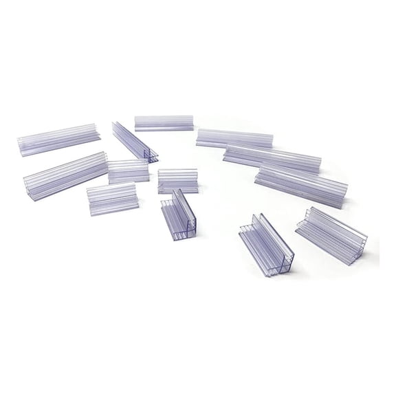 500 INCHES of 2 Way Sneeze Guard Holder Corner Connectors for Plexiglass Panels & Acrylic Sheets up to 1/4" Thick, Various Lengths