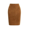 thumbnail image 4 of Gfyviroh Pencil Skirt for Women Comfy Faux Suede Slim Bodycon Skirts High Waist Stretch Office Casual Skirt, 4 of 7