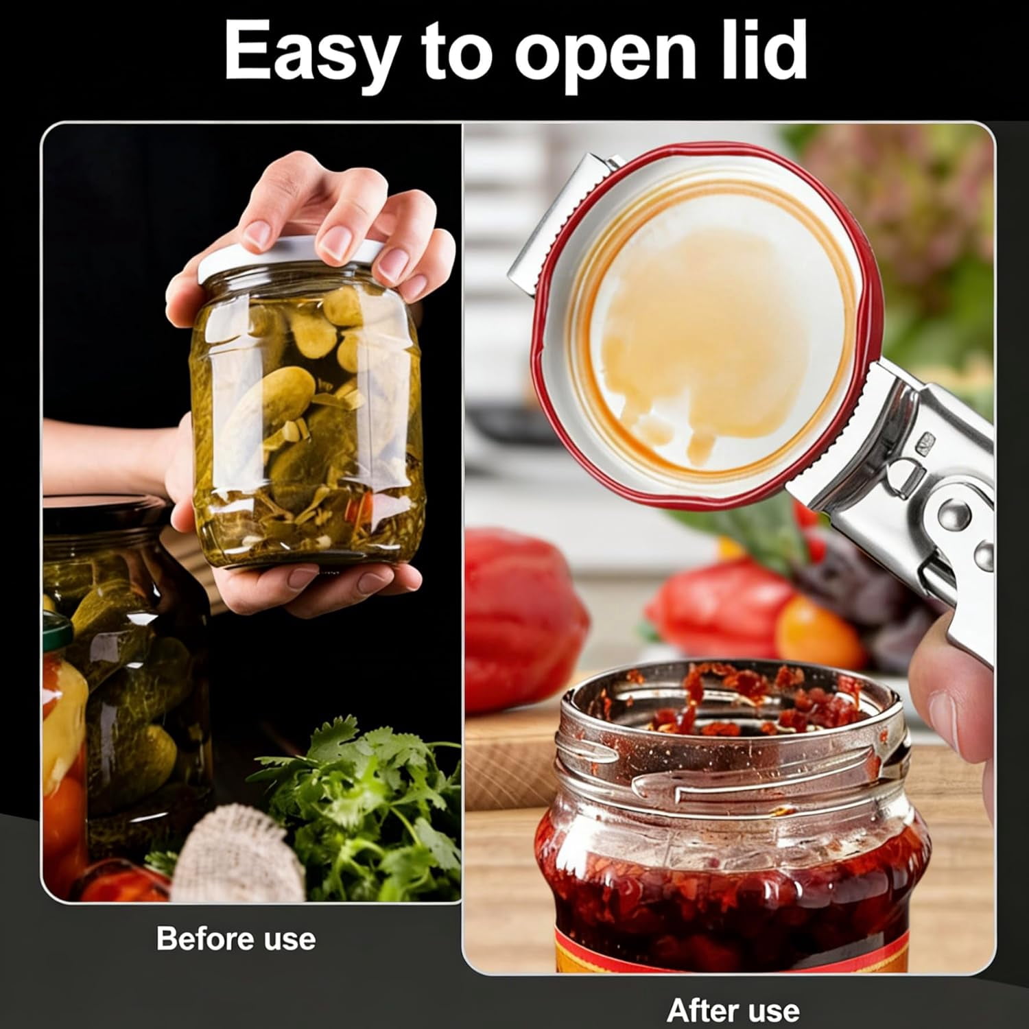 FRKSMD-2026 New Adjustable Stainless Steel Jar OpenerJar Opener Multi-Tool - Effortlessly Open Jars, Bottles, Cans & Pop-TopsPerfect for Seniors Use