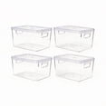 thumbnail image 1 of TechGen Refrigerator Storage Bins, Open-Top Fridge Shelf Organizer Baskets with Handles, Clear Plastic Kitchen Storage Containers, 4-Pack, 1 of 6