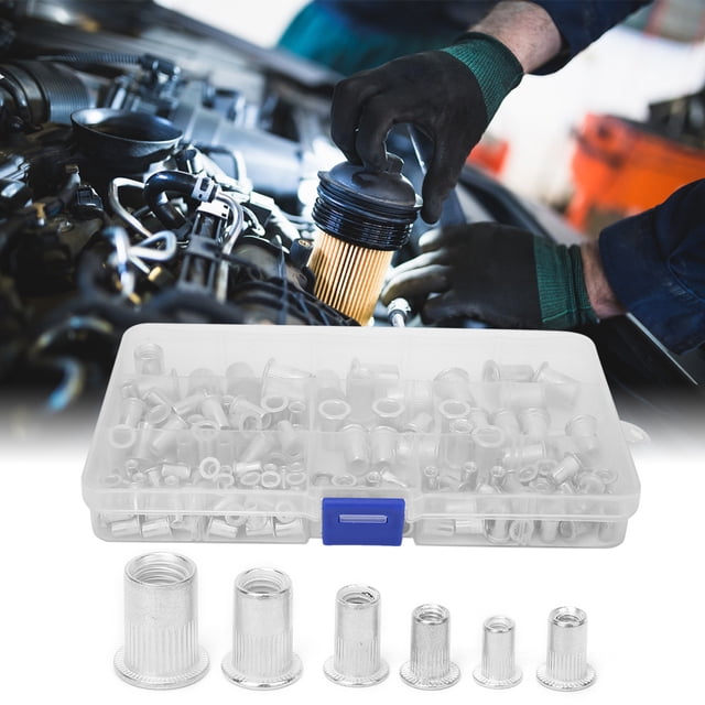 Durable Aluminum Rivet Nut Kit with 150 Pieces (M3, M4, M5, M6, M8) for Efficient Fastening and Surface Protection