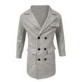 thumbnail image 5 of Aihuaihua Mens Trench Coat Notch Lapel Double Peacoat Wool Blend Casual Long Overcoat with Pocket Light Gray L, 5 of 5