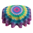thumbnail image 4 of Pink Tie Dye Petal Mandala Pattern Round Tablecloth 60"x60",Wrinkle Wipeable Table Cloth for Kitchen Dining Room Picnic Patio Party, 4 of 6