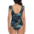 thumbnail image 6 of Yiaed Cartoon Dinosaur Print Women's Ruffled One Piece Swimsuit V Neck Swimwear Slimming Monokini for Woman-Small, 6 of 8
