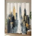 thumbnail image 4 of Fsddascl Abstract City Shower Curtain Set - 66" x 72" Washable Bathtub Curtain with 12 Hooks, Retro Chic Abstract Building Oil Painting Waterproof Fabric Stall Shower Curtains for Bathroom/Bathtub, 4 of 6