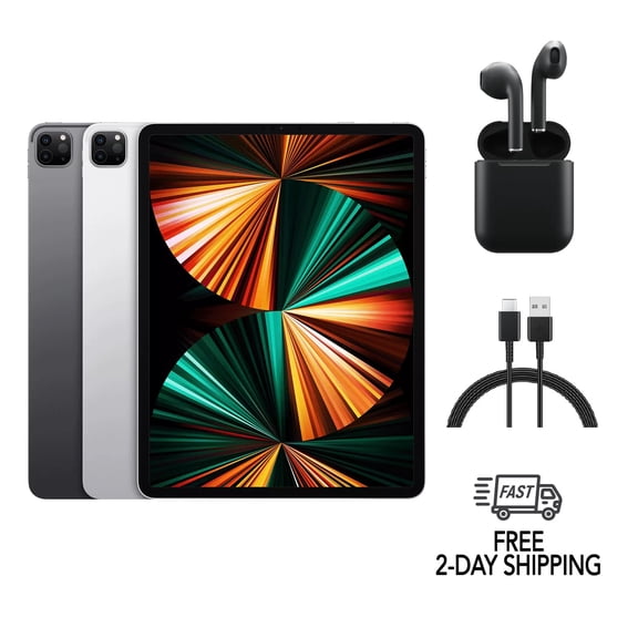 Apple iPad Pro 12.9" (5th Gen) A2378 (WiFi) 128GB Silver w/ Wireless Earbuds