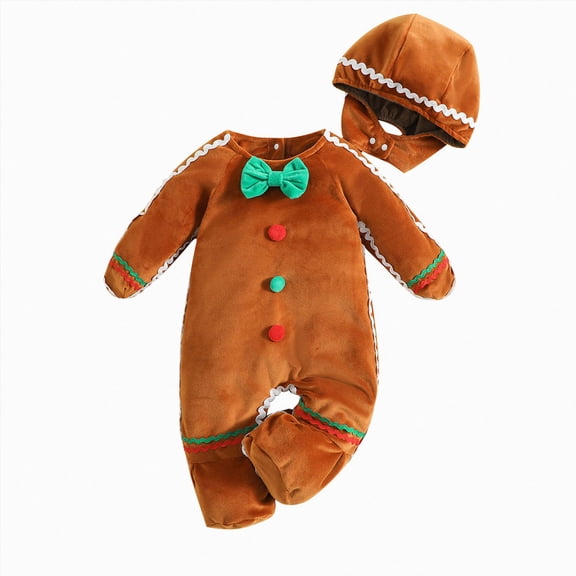 sdbrld My First Christmas Baby Boy Girl Outfit Newborn Long Sleeve Jumpsuit with Hat 2Pcs Set Infant Xmas Clothes Sizes 0-3 Months