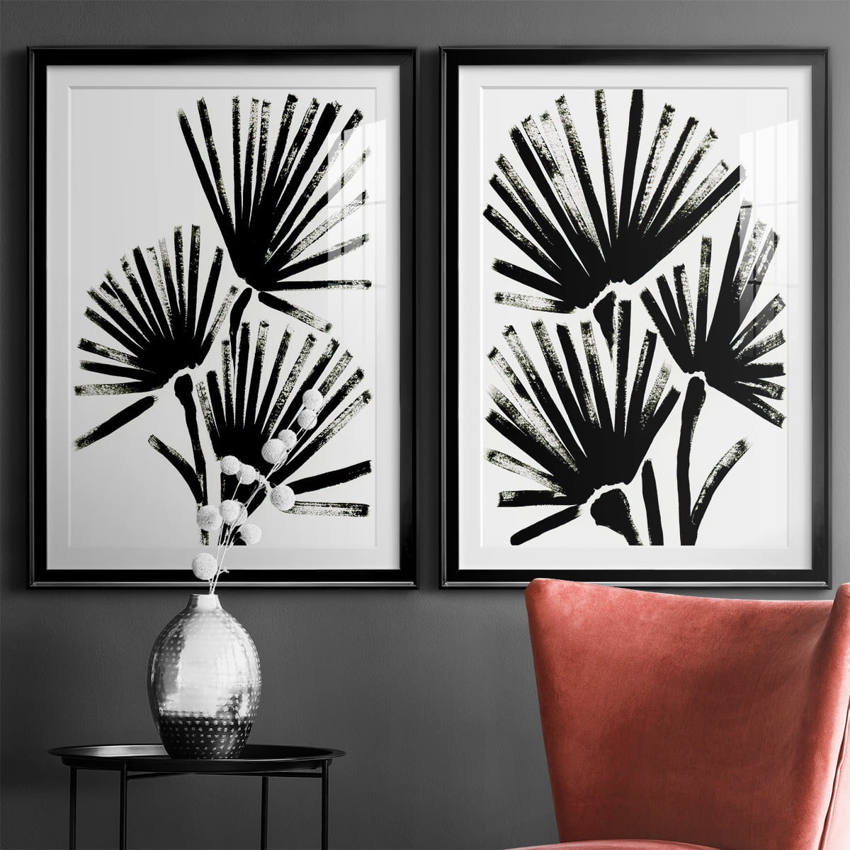 Wexford Home Fan Brush I Premium Framed Print, 26.5" x 36.5" - Ready to Hang, Black (Set of 2)