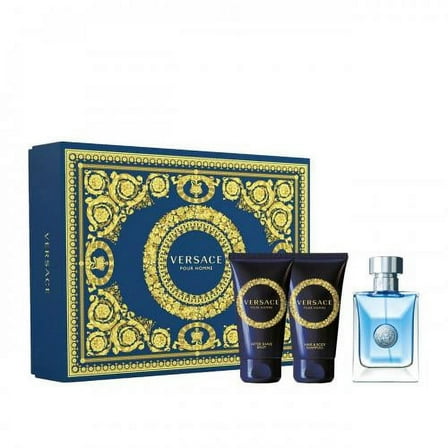 VERSACE POUR HOMME 3 PCS SET: 1.7 EAU DE TOILETTE SPRAY   1.7 HAIR & BODY SHAMPOO   1.7 AFTER SHAVE BALM (HARD BOX)