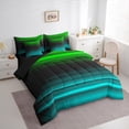 thumbnail image 3 of jejeloiu Retro Stripes Pattern 7-Piece Twin Bedding Sets,Abstract Geometric Bedding Comforter Set,Green Black Cyan Sheet Sets For Kids,Microfiber Bedroom Decor Reversible, 3 of 8