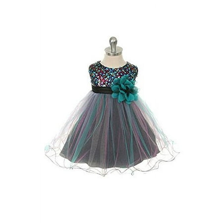 

Kid s Dream Baby Girls Multi Trio Colored Sequin & Tule Infant Special Occasion Dress (XL Teal Multi)