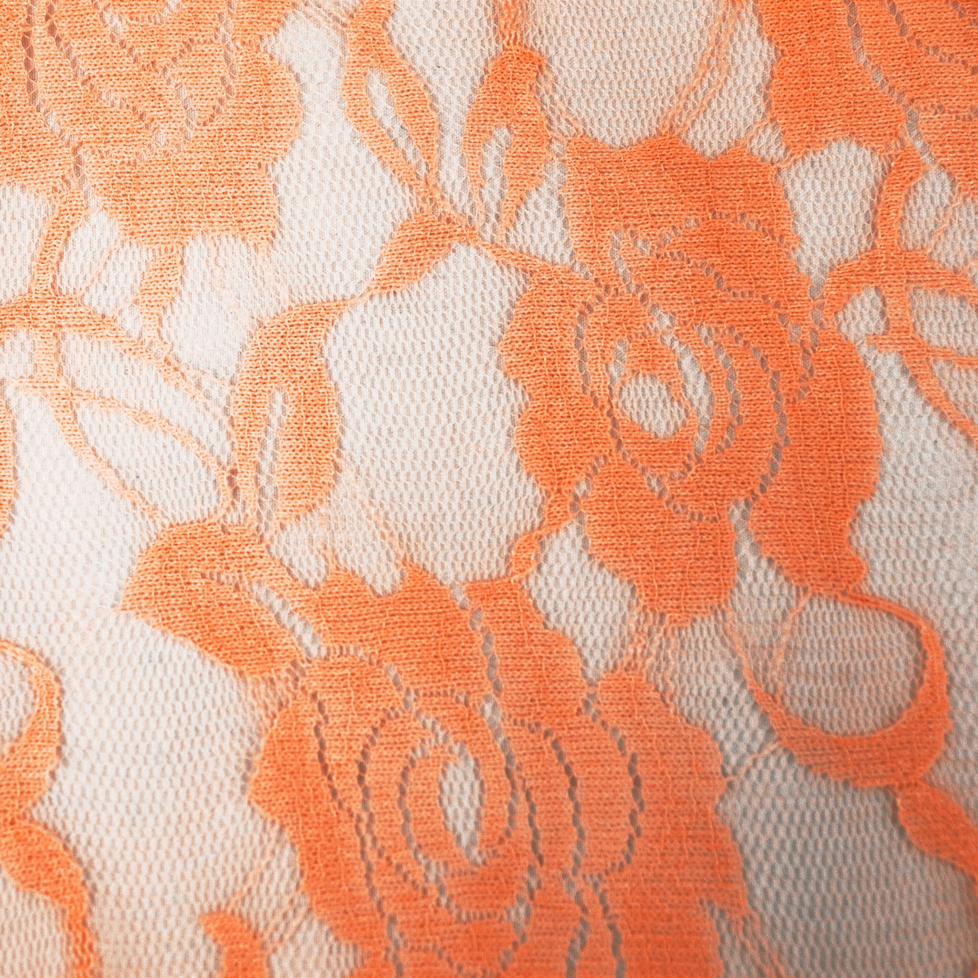 Romex Textiles Nylon Spandex Lace Fabric with Rose Design - Neon Orange