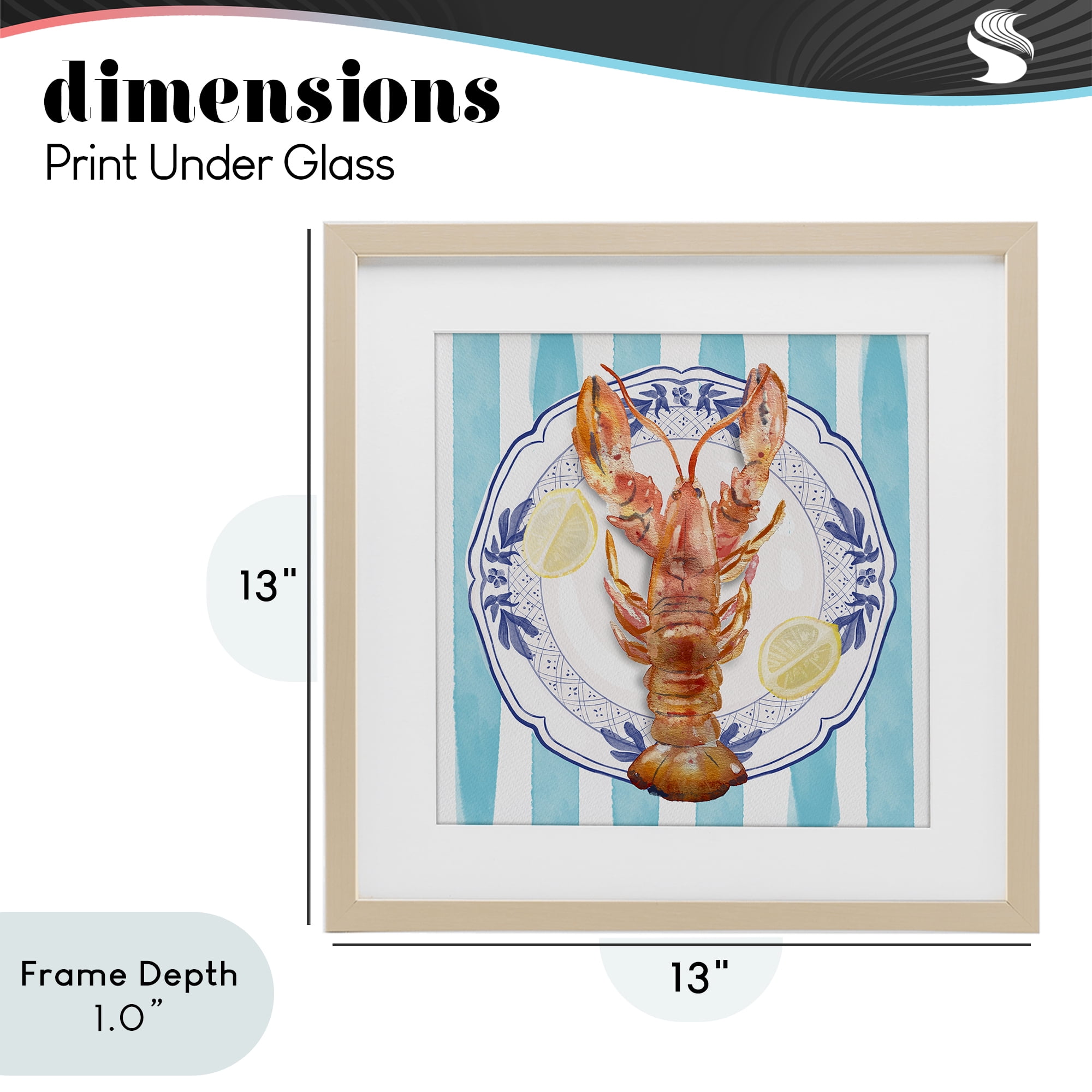 Stupell Industries Lobster Seafood Plate Birch Framed Print Under Glass, design by Christie Adams