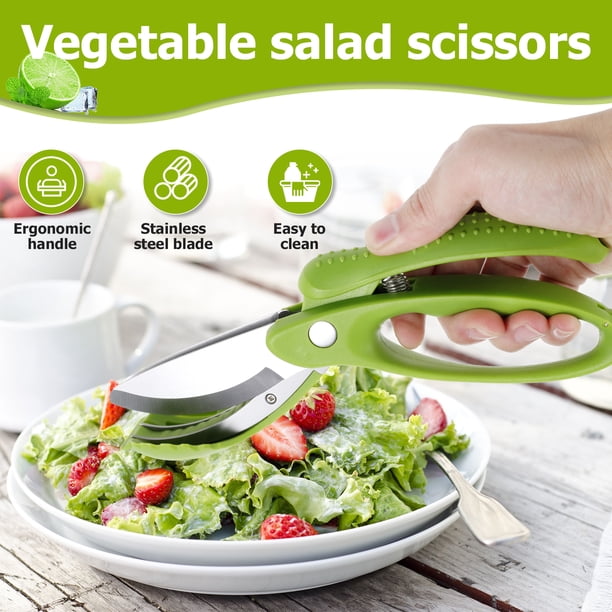 美品★動作確認済★food cutter★salad quick★sq02-az Salad Scissors with Double Blade Washable Salad Chopper Scissor
