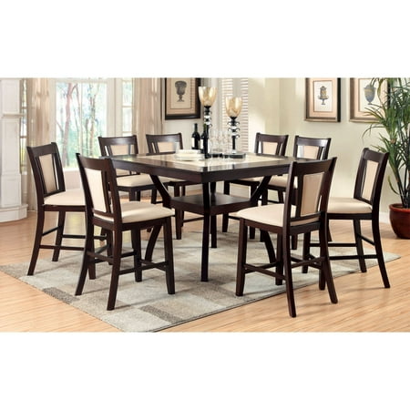 - Furniture of America Mullican 9 Piece Counter Height Display Top Ivory Dining Set