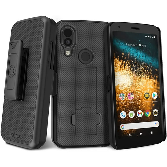 BELTRON Case with Clip for CAT S62 T-Mobile, CAT S62 Pro Unlocked, Heavy Duty Case with Swivel Belt Clip Holster Combo for CAT S62 - Features: Secure Fit & Built-in Kickstand - Black