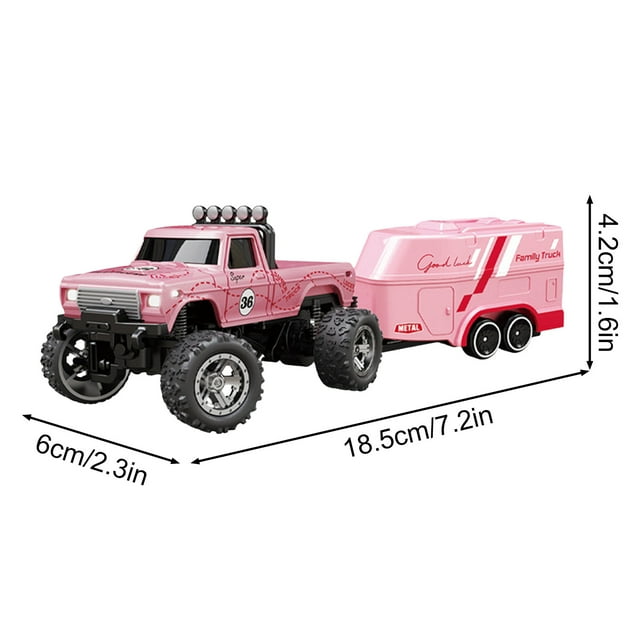 Control Remoto de Coche Mini Camión Mini Camión Aleación de Escala 2.4 Ghz Rc Semi Camión con Remolque de Camión Control Remoto de Coche con Luz Regalos para Niños Regalos para Niños