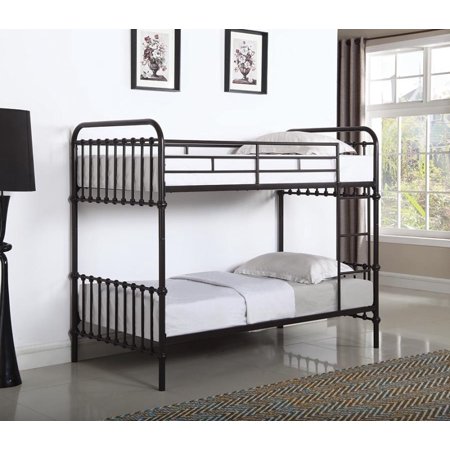 Contemporary Dark Bronze Twin Over Twin Bunk Bed Walmart Com