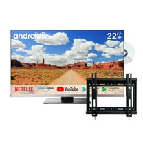 SYLVOX 22" Smart RV TV with TV Mount, 12 Volt TV with DVD Player, 1080P FHD Smart Android TV, Free Download Apps, Support Wifi Bluetoot (Limo Series)