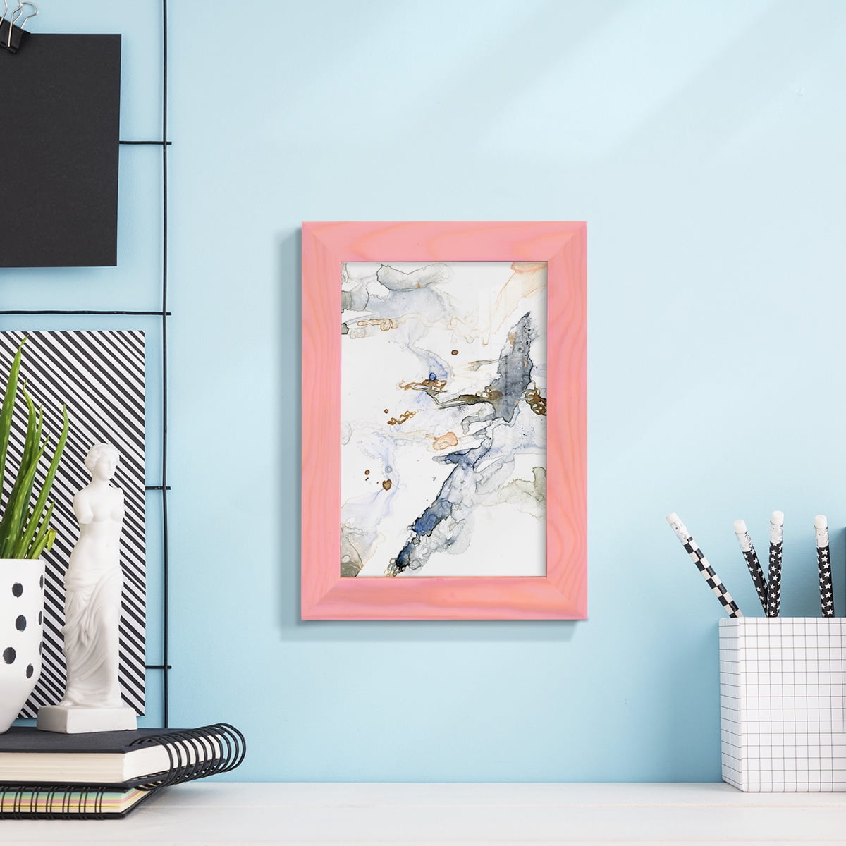 Organic Interlace I -Framed Print w/glass-Sunset Pink