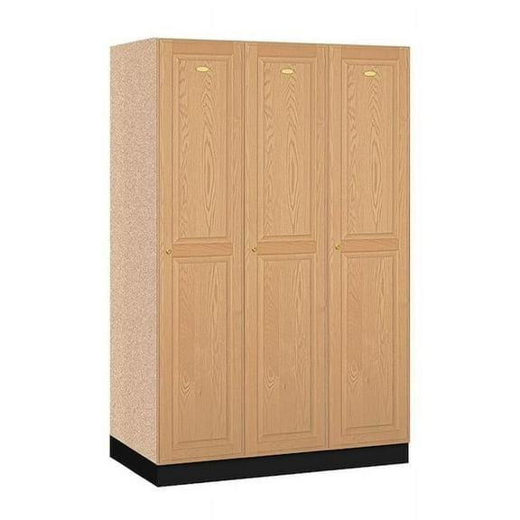 16 in. Wide & 1 Wide & 6 ft. High, 18 in. Deep Triple Tier Solid Oak Executive Wood Locker, Dark Oak