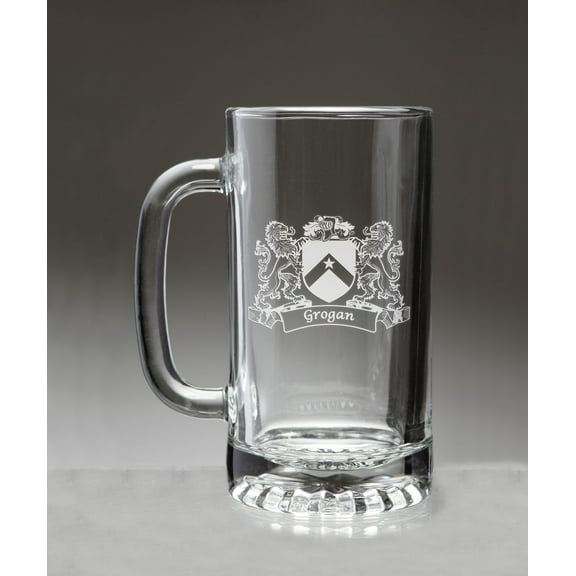 Grogan Irish Coat of Arms Beer Mug with Lions