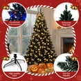 thumbnail image 4 of 6FT Pre-lit Black Artificial Hinged Christmas Tree, Holiday Spruce Xmas Trees Color LED Changing Lights with 11 Lighting Modes, Halloween Decoration for Home, Office,School. ﻿, 4 of 6