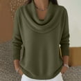 thumbnail image 2 of Dwralegc Cowl Neck Sweater for Women Lightweight Solid Color Jumper Knit Pullover Long Sleeve Clothes Cowl Neck Casual Autumn and Winter Sweater Army Green L, 2 of 5