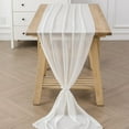 thumbnail image 2 of 2 Pieces Ivory Chiffon Table Runner 28x118 Inches for Wedding Bridal Baby Shower Birthday Table Decorations, 2 of 6