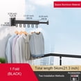 thumbnail image 3 of 1pc Aluminum Alloy Folding Drying Rack, Clothes Drying Rack, Foldable Telescopic Drying Rack, Wall-mounted Collapsible Drying Rack, Space Saver Clothes Rack With Hooks, For Balcony, Laundry, Bathroom, 3 of 5