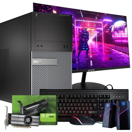Dell OptiPlex 3020 Tower Computer | Intel i5 (3.20GHz) | GeForce GT 1030 (2GB) GPU | 16GB DDR3 RAM | 256GB SSD + 1TB HDD | 5G-WiFi + Bluetooth | Windows 10 Pro | 24in Monitor | RGB Desk Kit (Renewed)