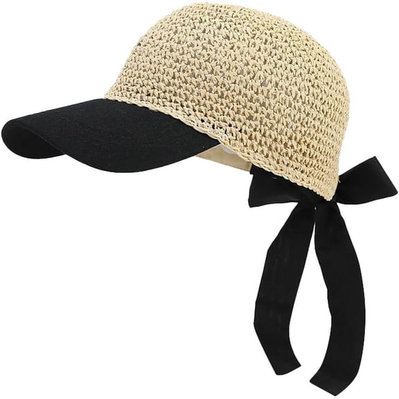 NANAHuang Women's Straw Woven Baseball Cap Outdoor Casual Sun Protection Hat Summer Lightweight Baseball Hat
