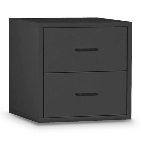 OIA Cube 15'' Two Drawer Storage Cube in Black