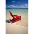 thumbnail image 1 of Design Pics DPI2001063 Chaise de Plage Rouge le Long du Rivage Turquoise Océan Affiche Calme, 12 x 19, 1 of 1